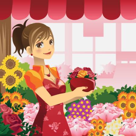 kvinde, blomster, butik, rød, pige Artisticco Llc - Dreamstime