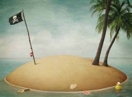 strand, flag, pirat, ø Annnmei - Dreamstime