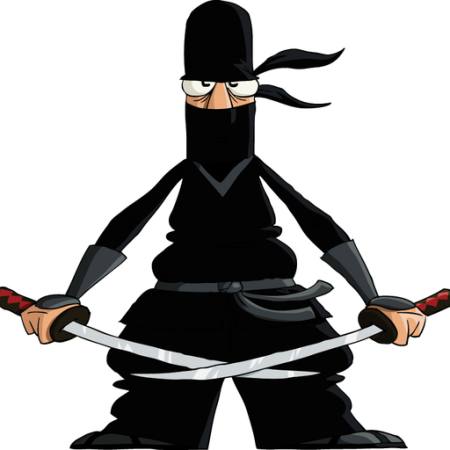 ninja, sort, sværd, klippe, øjet,  Dedmazay - Dreamstime