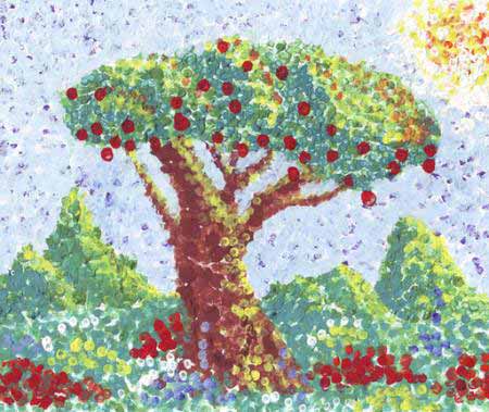træ, frugter, rødt, haven, maleri, kunst Anastasia Serduykova Vadimovna - Dreamstime