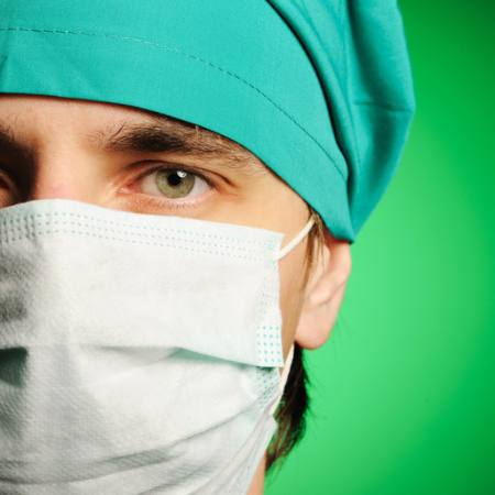medic, maske, grøn, mand, øjne, hat, læge Haveseen - Dreamstime