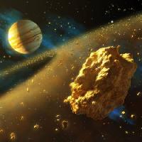 Pixwords Billedet med univers, klipper, planet, rum, komet Andreus - Dreamstime