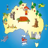 Pixwords Billedet med stat, land, kontinent, havet, hav, bad, koala Milena Moiola (Adelaideiside)