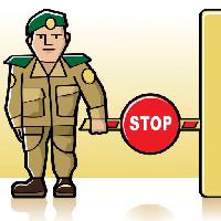 Pixwords Billedet med stop, soldat, barriere, haren Zitramon