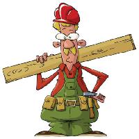 Pixwords Billedet med arbejdstager, træ, hammer, mand, overskæg Dedmazay - Dreamstime