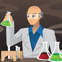 Pixwords Billedet med videnskabsmand, kemiker, flasker, grøn, rød, mix Artisticco Llc - Dreamstime