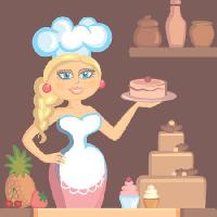 Pixwords Billedet med dame, blond, kok, kage, kvinde, køkken Klavapuk - Dreamstime