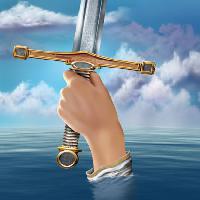 sværd, hånd, vand, skyer Paul Fleet - Dreamstime