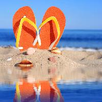 Pixwords Billedet med sandaler, sko, sko, strand, skal, skaller, vand, sand Fantasista