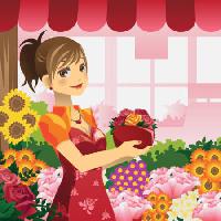 Pixwords Billedet med kvinde, blomster, butik, rød, pige Artisticco Llc - Dreamstime