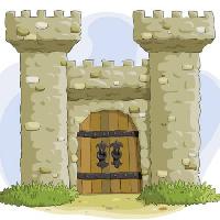 Pixwords Billedet med slot, tårne, dør, gamle, gamle Dedmazay - Dreamstime