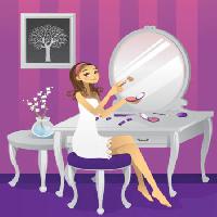 Pixwords Billedet med kvinde, makeup, træ, spejl, skrivebord Artisticco Llc - Dreamstime