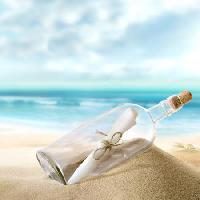 Pixwords Billedet med flaske, hav, sand, papir, ocean Silvae1 - Dreamstime