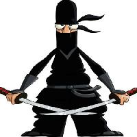 Pixwords Billedet med ninja, sort, sværd, klippe, øjet, Dedmazay - Dreamstime
