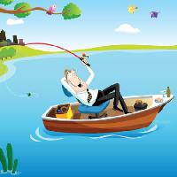 Pixwords Billedet med båd, mand, vand, fiskeri, sø Zuura - Dreamstime