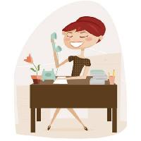 Pixwords Billedet med lærer, kvinde, telefon, skrivebord, filer, rødhåret Karola-eniko Kallai - Dreamstime