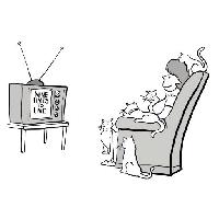 Pixwords Billedet med fjernsyn, ni, liv, kvinde, katte Andrewgenn