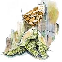 Pixwords Billedet med penge, time glas, timeglas, dollar, dollars Dmytro Kozlov - Dreamstime