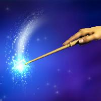 Pixwords Billedet med magi, hånd, pind, stjerne, blå Andreus - Dreamstime