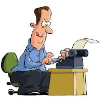 mand, kontor, skrive, forfatter, papir, stol, skrivebord Dedmazay - Dreamstime